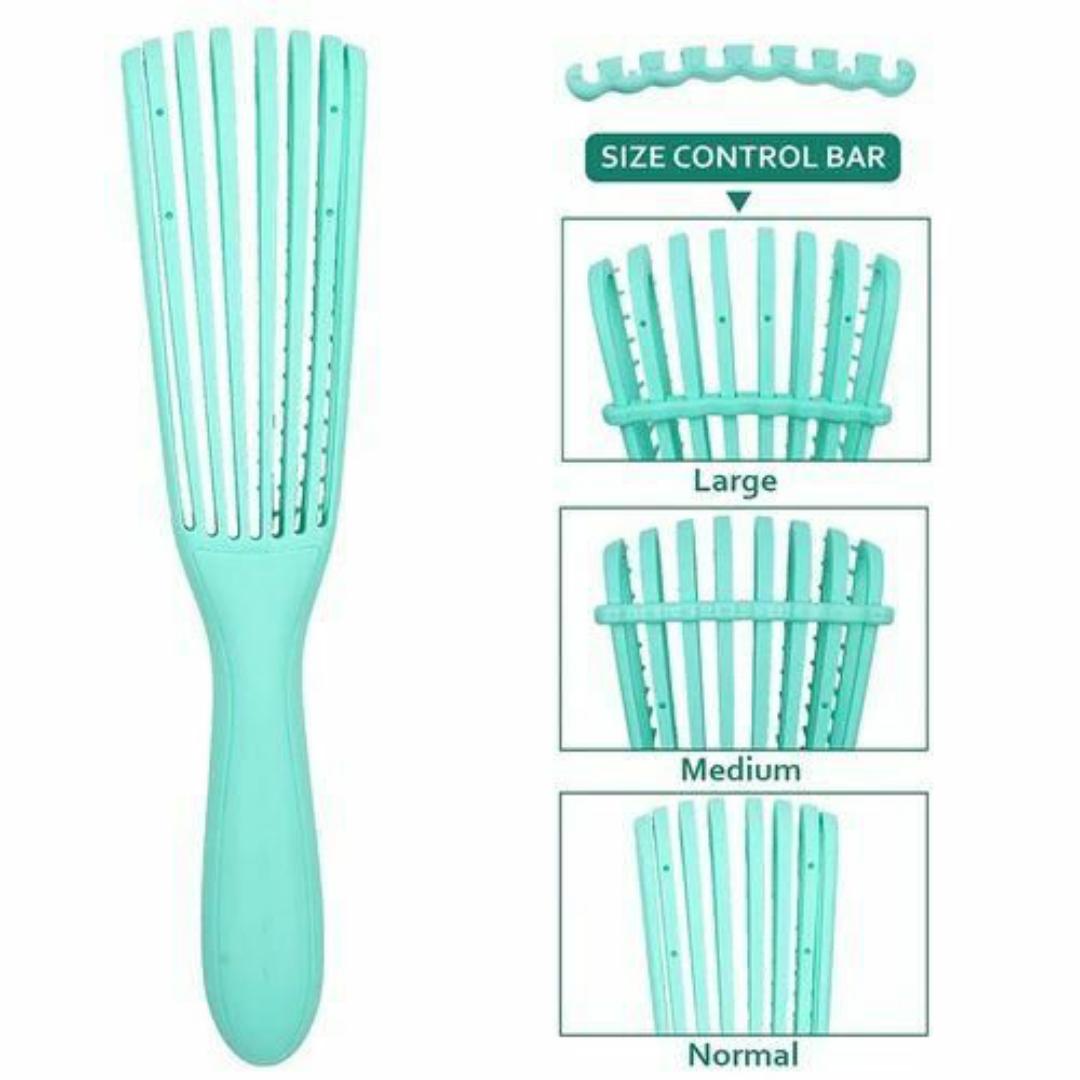 Adjustable Detangling Hair Comb Brush – Gentle Round Teeth, Hollow Design, Anti-Slip Grip for All Hair Types