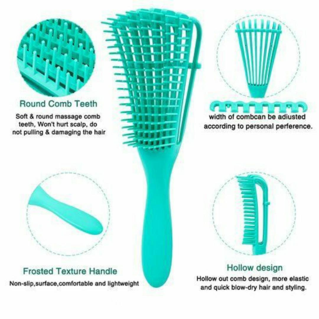 Adjustable Detangling Hair Brush – Gentle Round Teeth, Hollow Design, Anti-Slip Grip - Straightens & Combs All Hair Types
