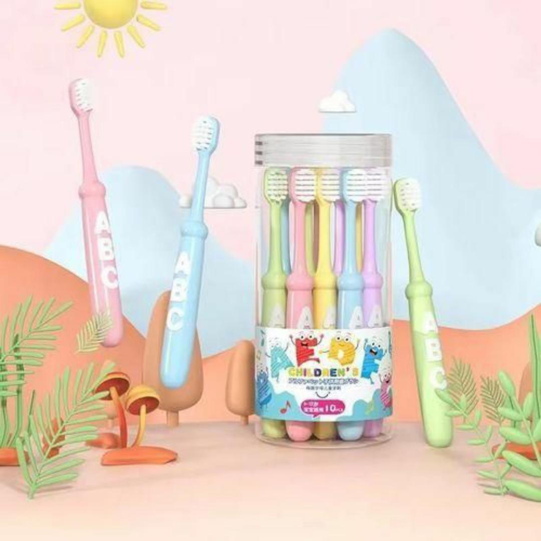 10-Pack Colorful Kids Toothbrushes – Soft Bristles, Ergonomic Grip, Gentle Oral Care (Age 3+)