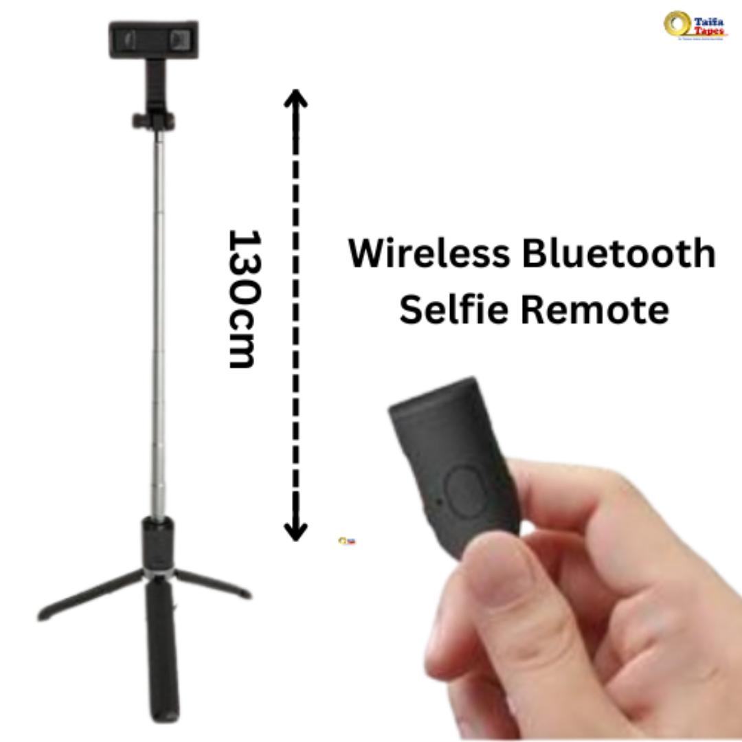 TRIPOD STAND CAMERA + PHONE ADJUSTABLE  HEIGHT UPTO 130cm WITH CLIP PHONES HOLDER + WIRELESS BLUETOOTH SELFIE REMOTE PROFESSIONAL PHOTOGRAPHY SELFIE YOUTUBE STUDIO RECORDING UNIVERSAL USE