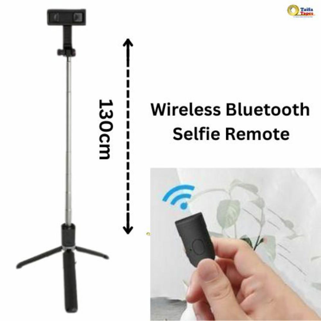 TRIPOD STAND CAMERA + PHONE ADJUSTABLE  HEIGHT UPTO 130cm WITH CLIP PHONES HOLDER + WIRELESS BLUETOOTH SELFIE REMOTE PROFESSIONAL PHOTOGRAPHY SELFIE YOUTUBE STUDIO RECORDING UNIVERSAL USE