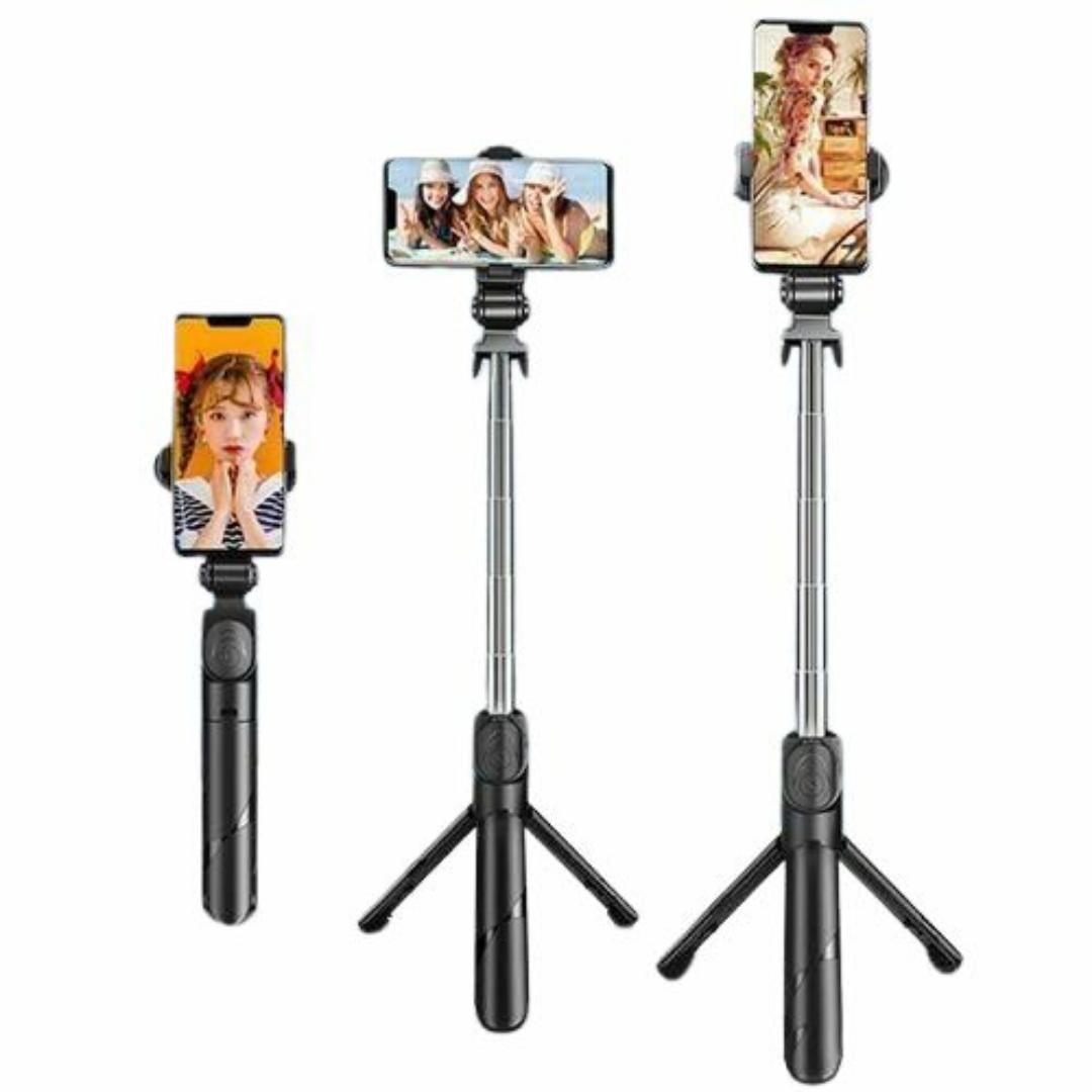TRIPOD STAND CAMERA + PHONE ADJUSTABLE  HEIGHT UPTO 130cm WITH CLIP PHONES HOLDER + WIRELESS BLUETOOTH SELFIE REMOTE PROFESSIONAL PHOTOGRAPHY SELFIE YOUTUBE STUDIO RECORDING UNIVERSAL USE
