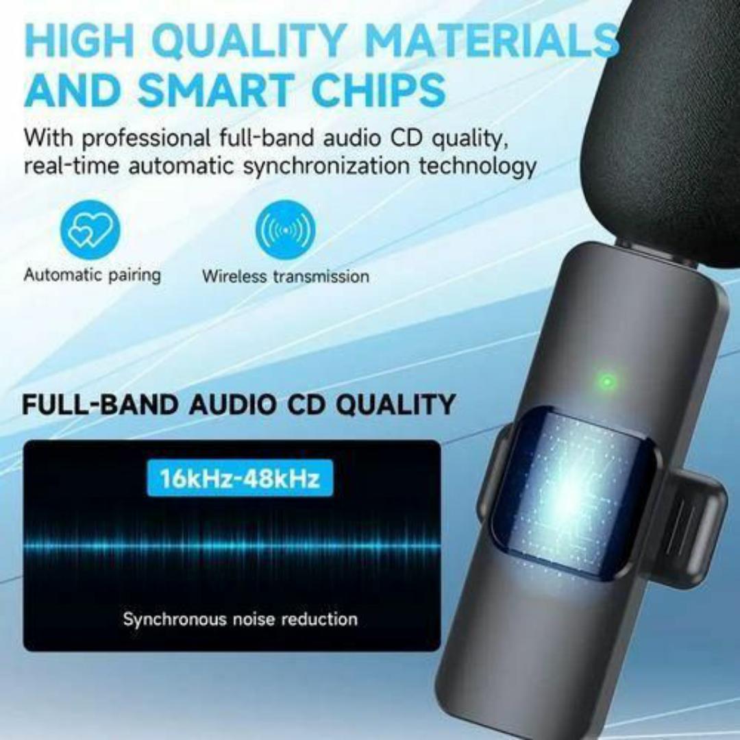 Wireless Lavalier Mini Microphone Duo with USB-C & Lightning - Crystal Clear Audio for Vlogging, Interviews & Online Content

- 2 in 1 Mic Widely Compatible: Android, IOS, Laptops or Computer