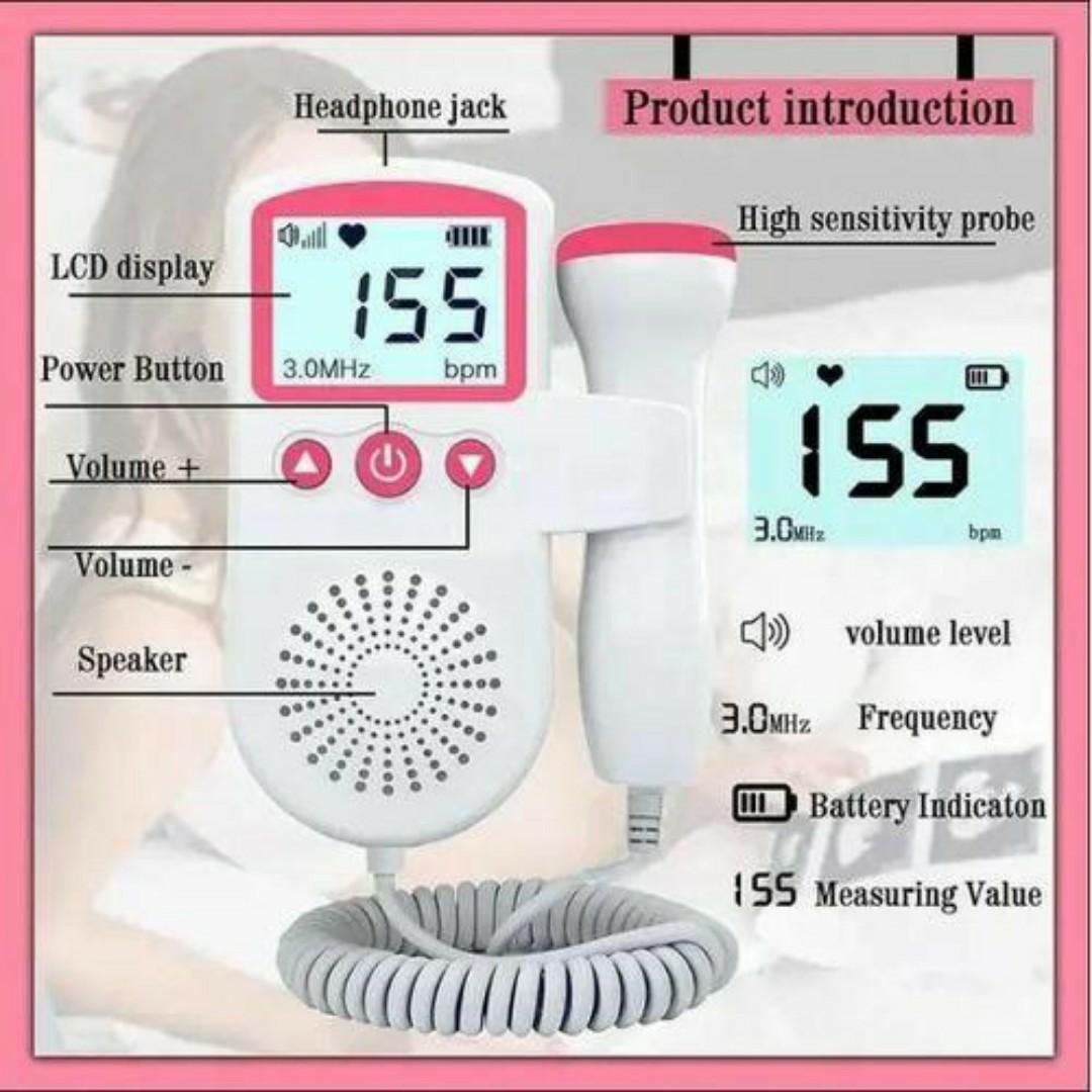 Portable Fetal Doppler Baby Heartbeat Monitor – LCD Display, High Sensitivity, 3.0 MHz Probe