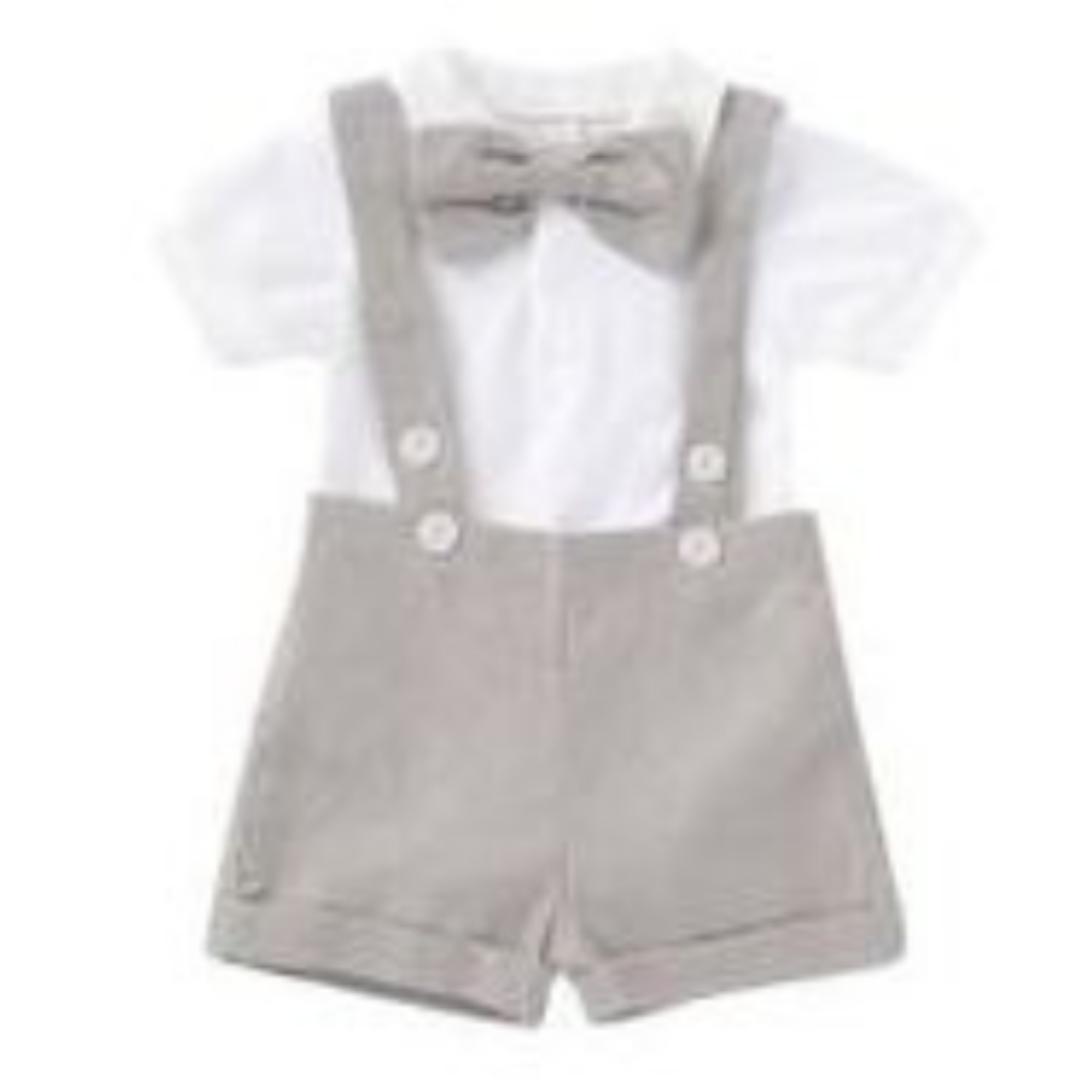 New Born Baby Boys Gentleman Outfit Summer Clothing Set Fashion Outfit -Grey