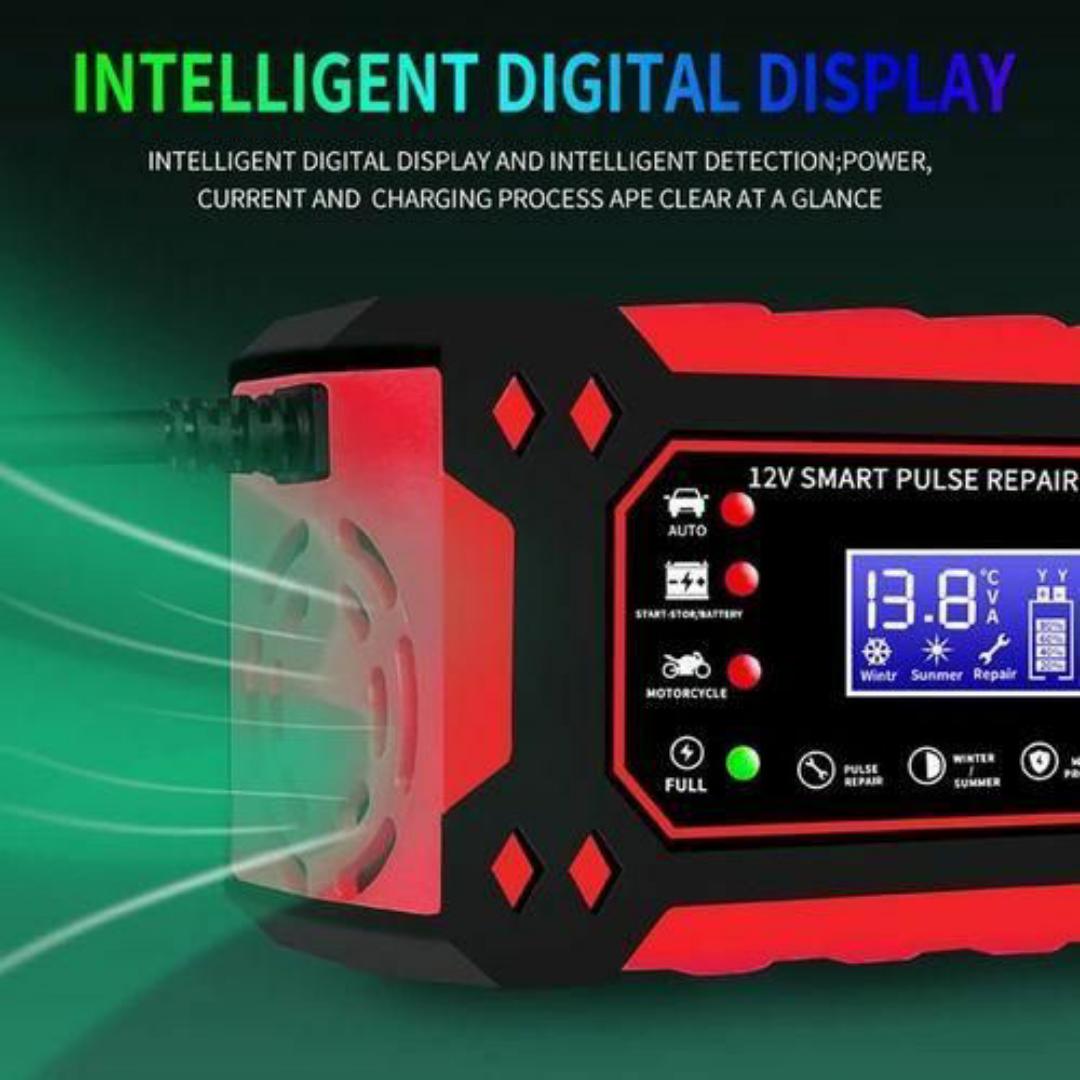 12V Smart Pulse Repair Battery Charger – Fast Charging, Auto Stop, Winter/Summer Modes - For Car, Motorcycle & Minivan