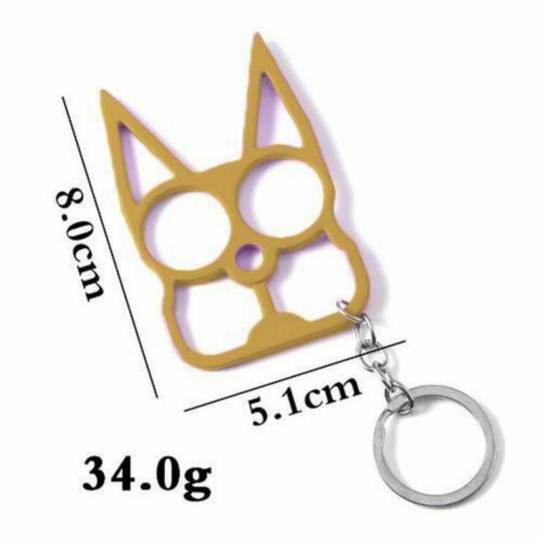Gold Cat Self-Defense Keychain – Stylish Safety Tool with Key Ring & Clip - Lightweight Aluminum Alloy