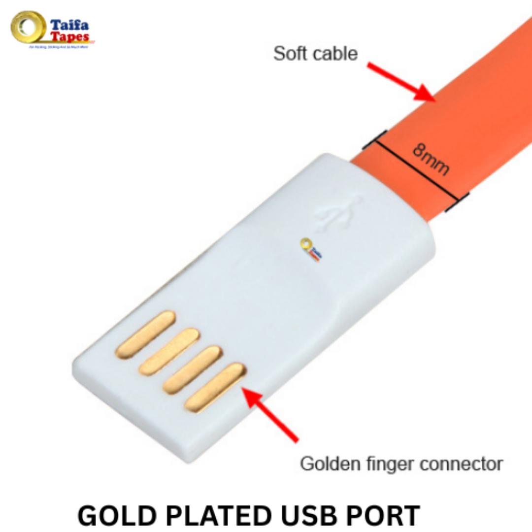 Vojo Premium Gold Plated USB Charging Cable – Fast Charging & Data Sync – Durable & Tangle-Free (1.2m)