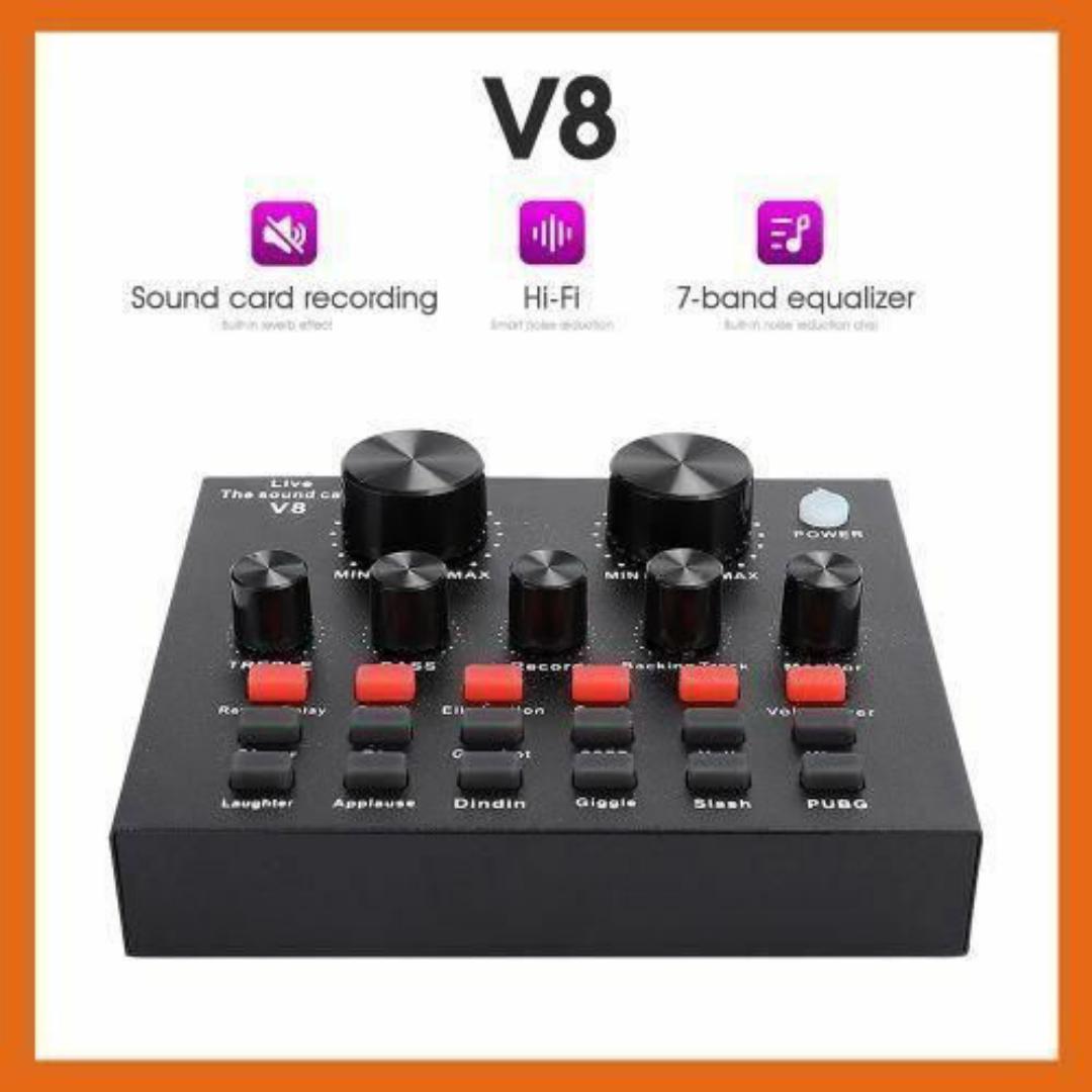 V8 SOUND CARD VOICE & AUDIO MIXER - Crystal Clear Audio for Vlogging, Interviews, Live Recording & Online Content