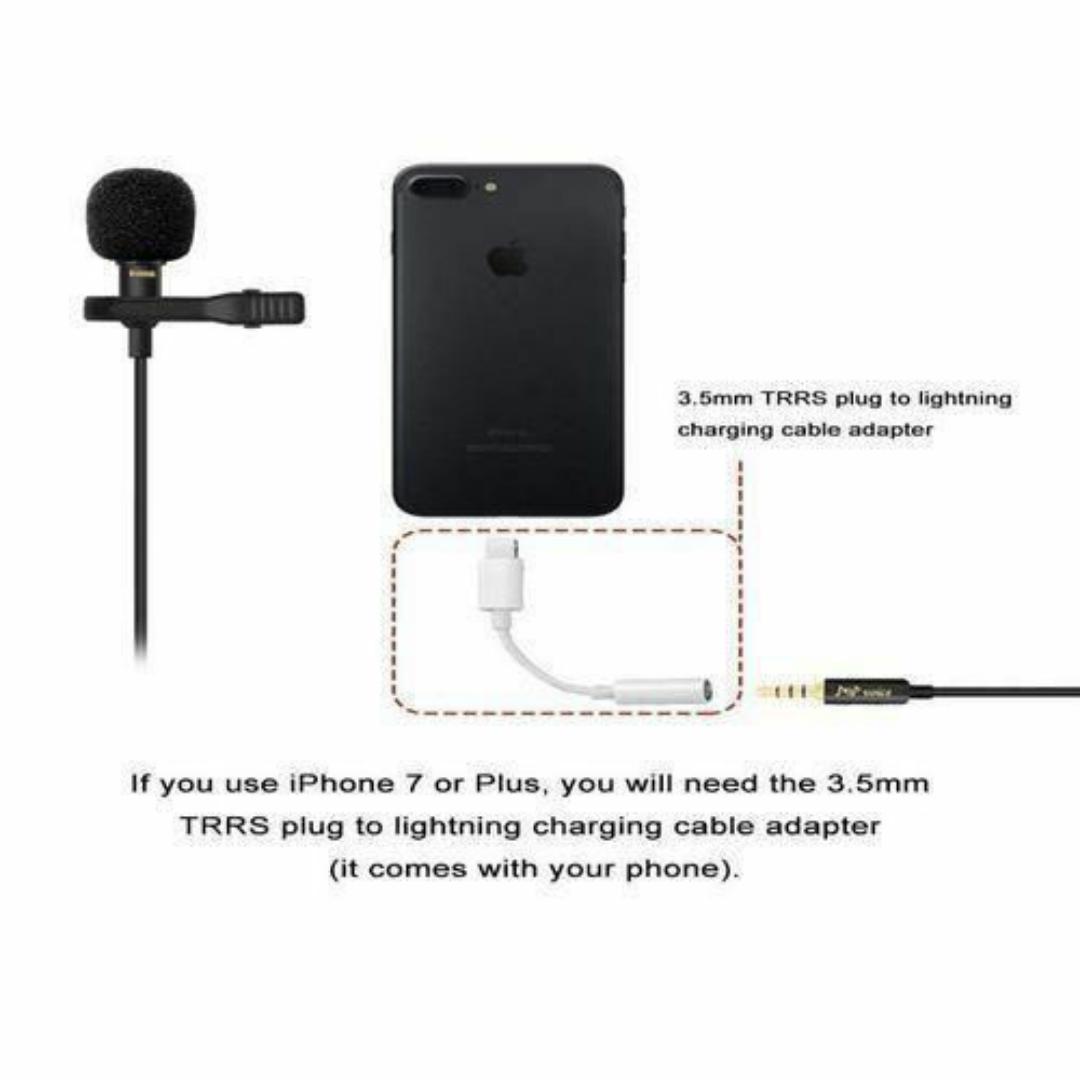 Universal Clip-On Lavalier Microphone - Noise-Cancelling, 3.5mm Jack, 1.5m Cable + Adapters & Carry Pouch