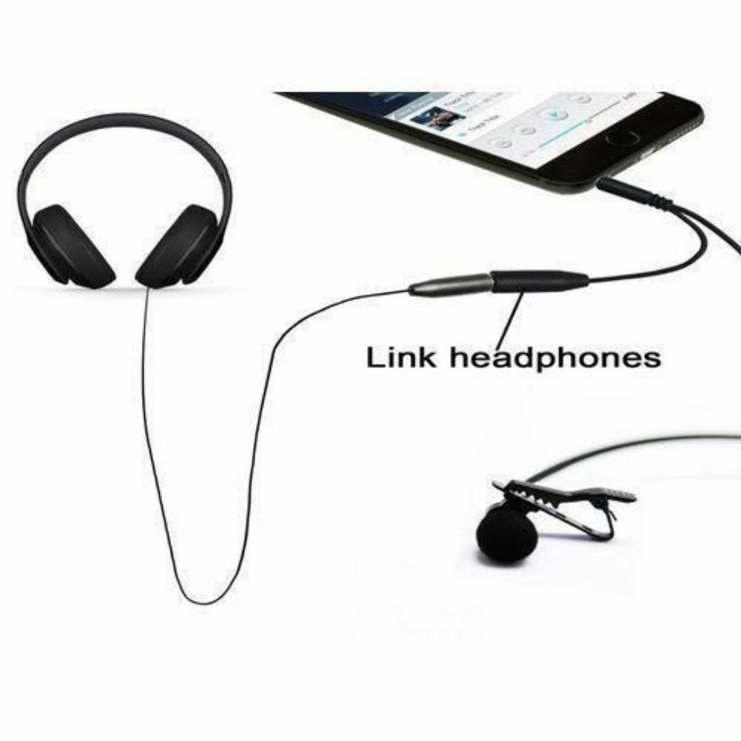 Universal Clip-On Lavalier Microphone - Noise-Cancelling, 3.5mm Jack, 1.5m Cable + Adapters & Carry Pouch