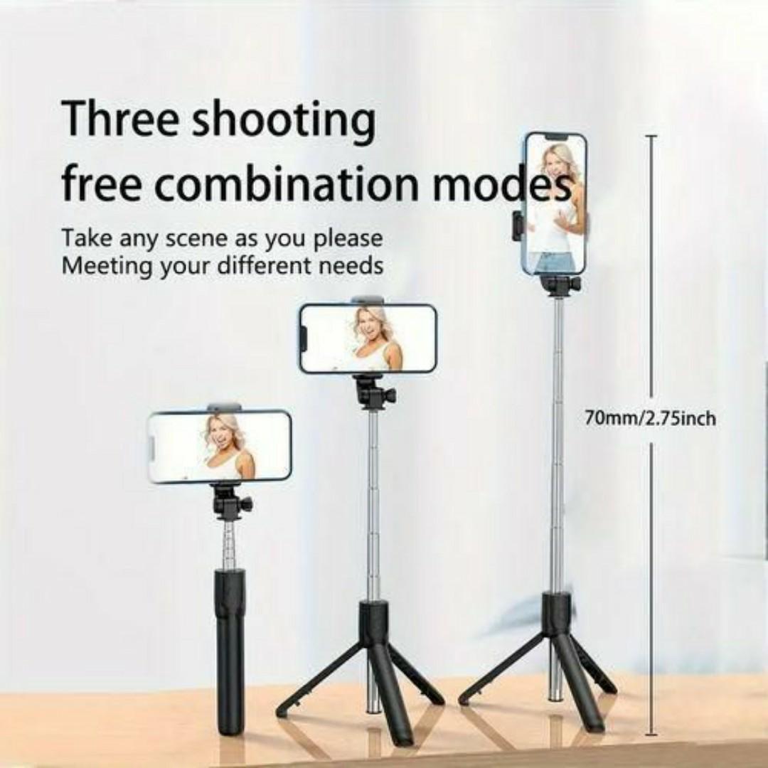 3-in-1 Selfie Stick Tripod Stand with Bluetooth Remote - 360° Rotating Phone Holder - Lightweight, Foldable & Durable – Ideal for Travel, Vlogging & Live Streaming