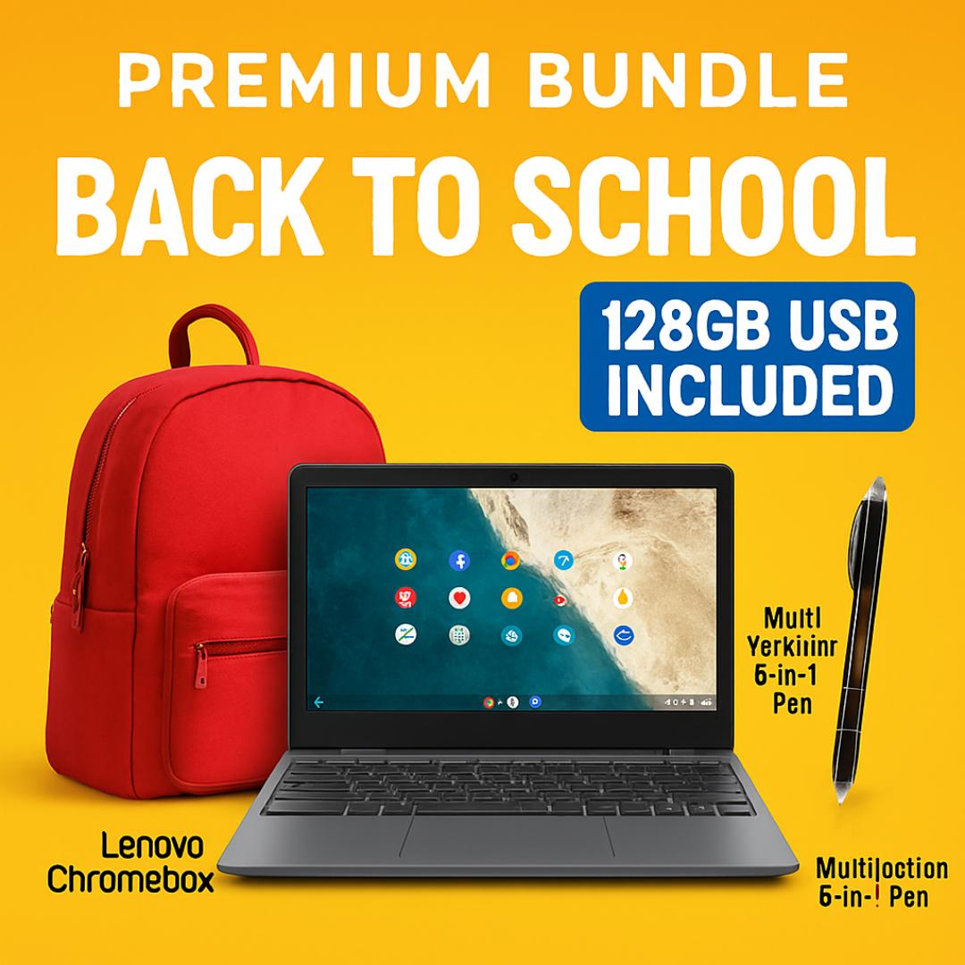 Lenovo Chromebook 11.6" HD + 4-in-1 Multifunctional Pen (128GB USB) – Refurbished Student Laptop & Smart Writing Tool Bundle - Fast, Secure & Ready to Work