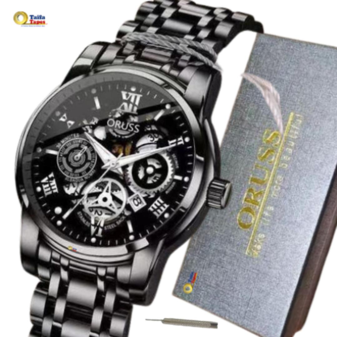 ORUSS Luxury Watch For Men – Men’s Automatic Mechanical Wrist Quartz Watch with Black Dial – FREE Elegant Gift Box & Bracelet Adjustment Tool
