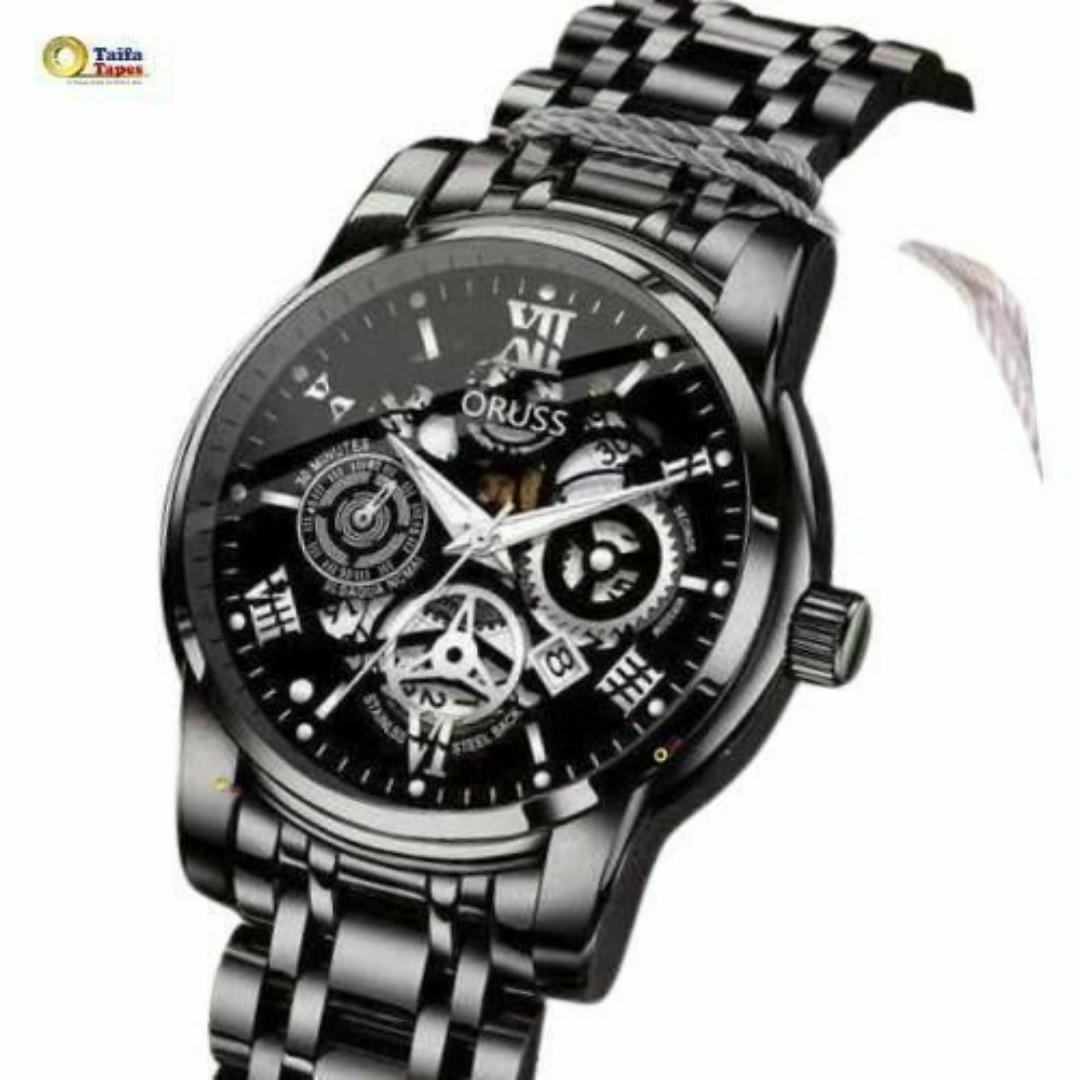 ORUSS Luxury Watch For Men – Men’s Automatic Mechanical Wrist Quartz Watch with Black Dial – FREE Elegant Gift Box & Bracelet Adjustment Tool