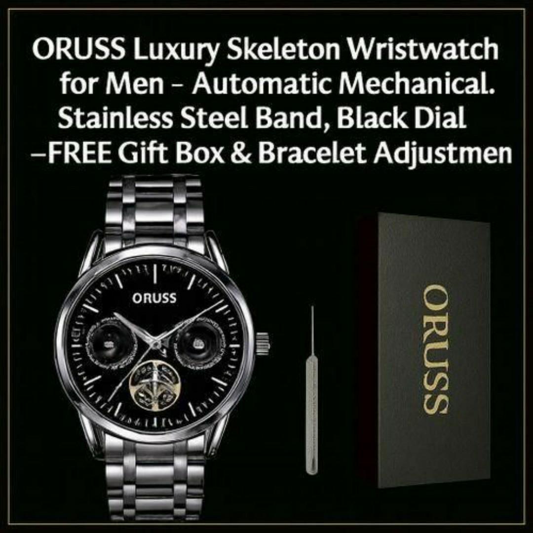 ORUSS Luxury Watch For Men – Men’s Automatic Quartz Mechanical Wrist Watches – FREE Elegant Gift Box & Bracelet Adjustment Tool