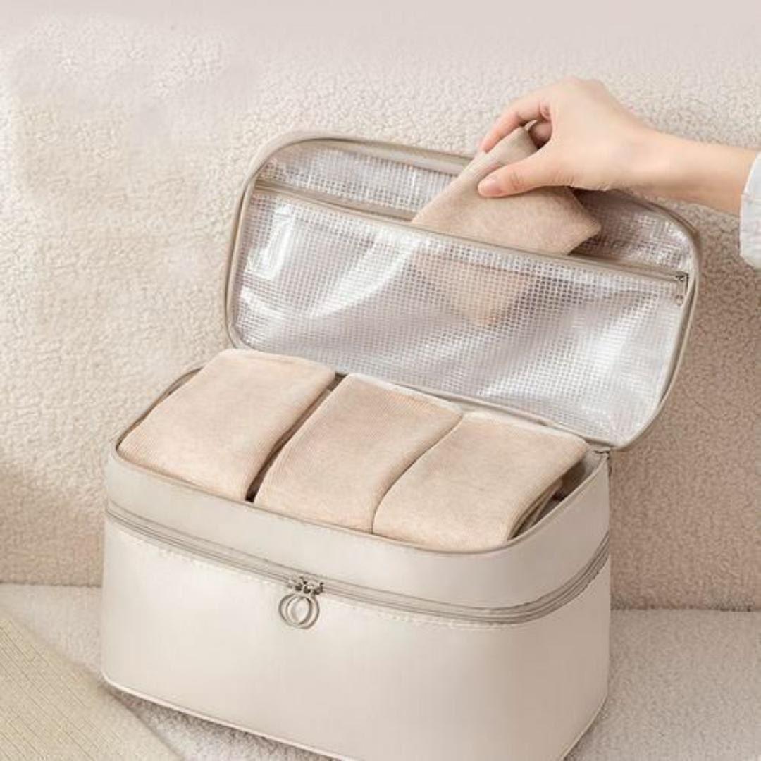 Waterpoof Zipper Multifunctional Travel Bag Baby Diapers Underwear Bra Bag Large Compartment Double Layer Bags For Ladies Women