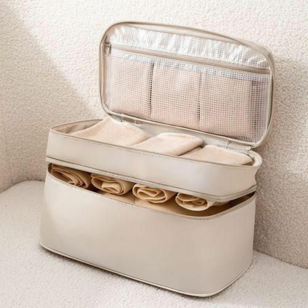 Waterpoof Zipper Multifunctional Travel Bag Baby Diapers Underwear Bra Bag Large Compartment Double Layer Bags For Ladies Women