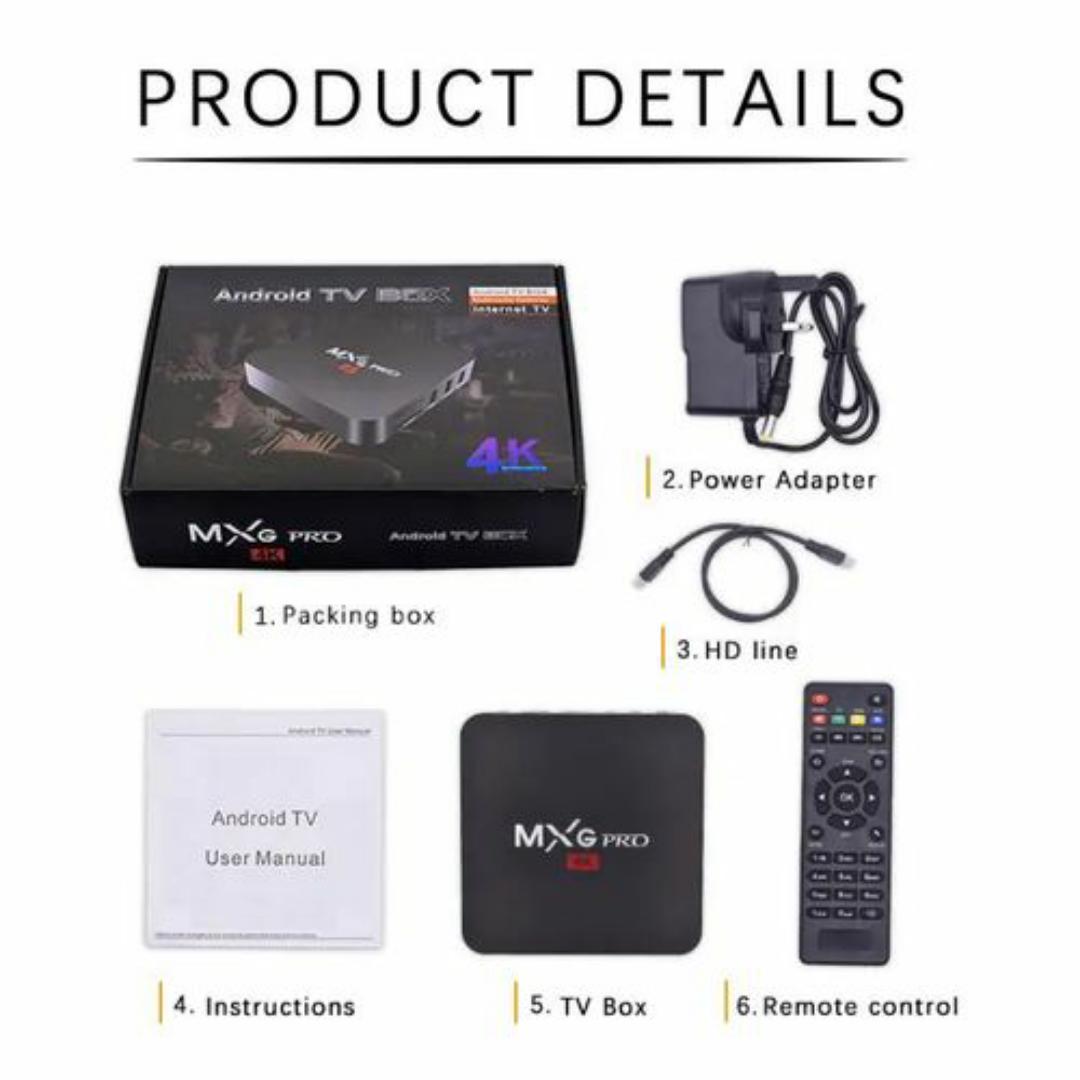 MXQ Pro 4K 5G Android TV Smart Box - 1GB RAM + 8GB ROM - Ultra HD Streaming with Remote Control