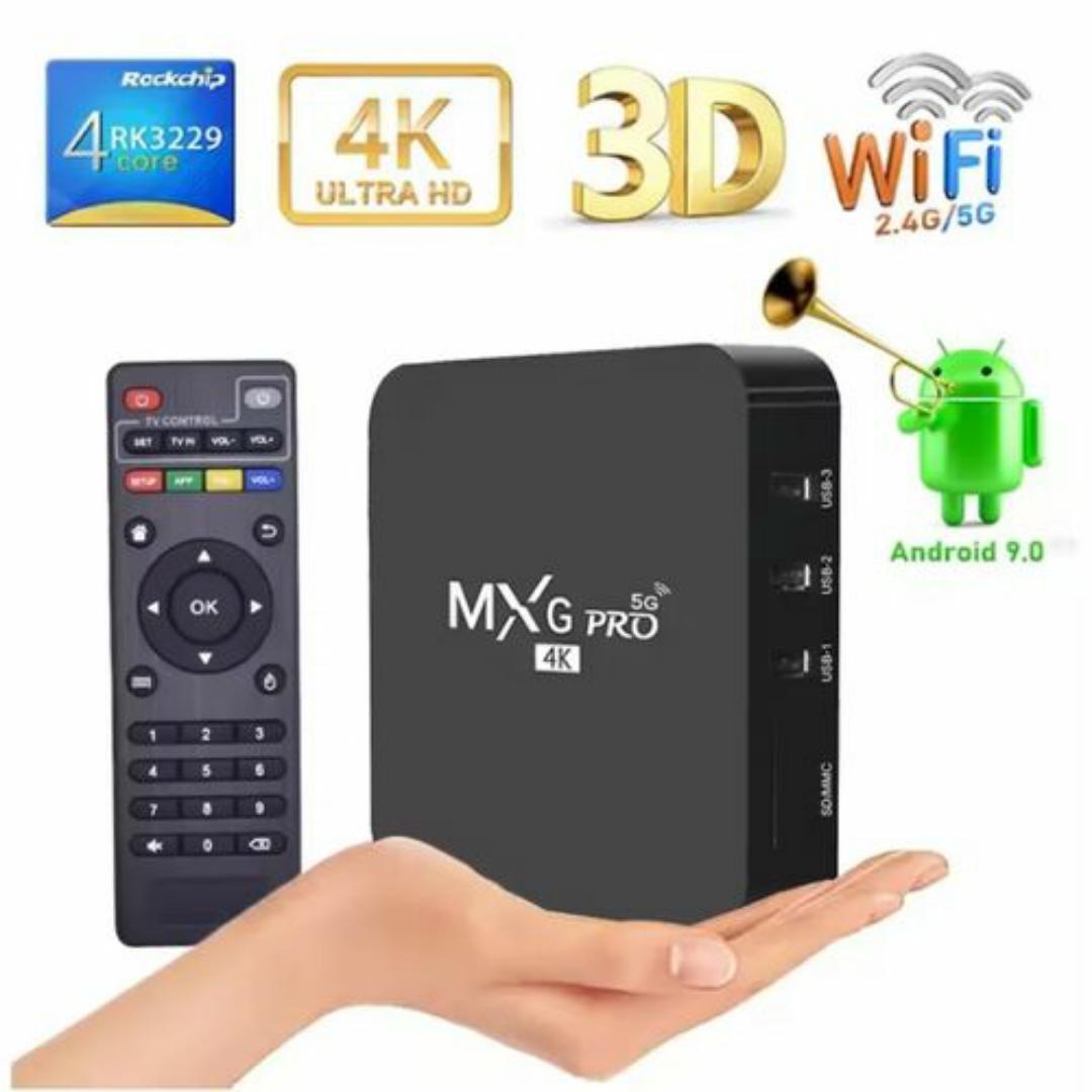 MXQ Pro 4K 5G Android TV Smart Box - 1GB RAM + 8GB ROM - Ultra HD Streaming with Remote Control