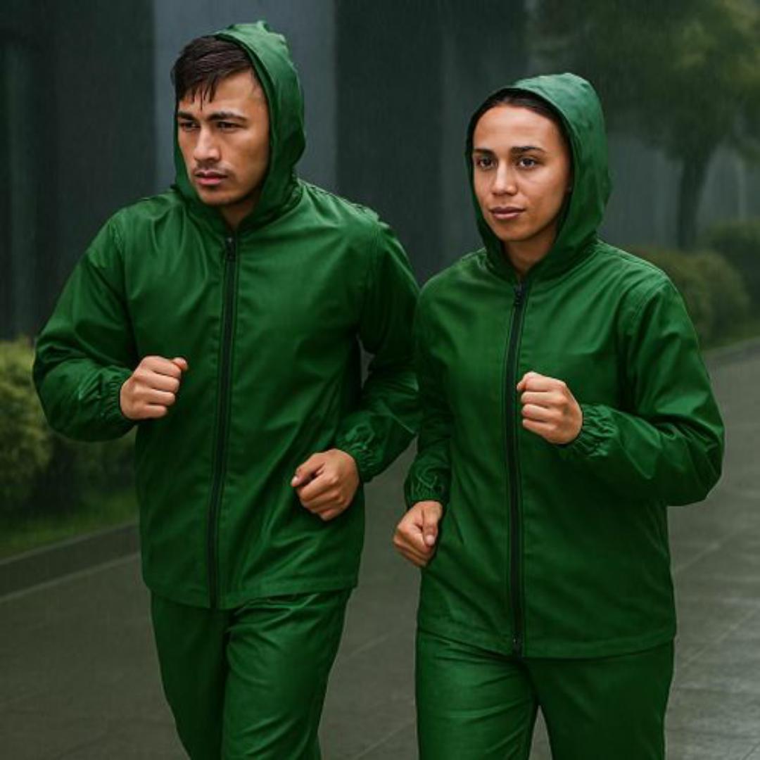 Waterproof Rain Suit with Hoodies for Women – Durable, Lightweight & Full Coverage Protection - Green Jacket & Pants - Rain Coat Set