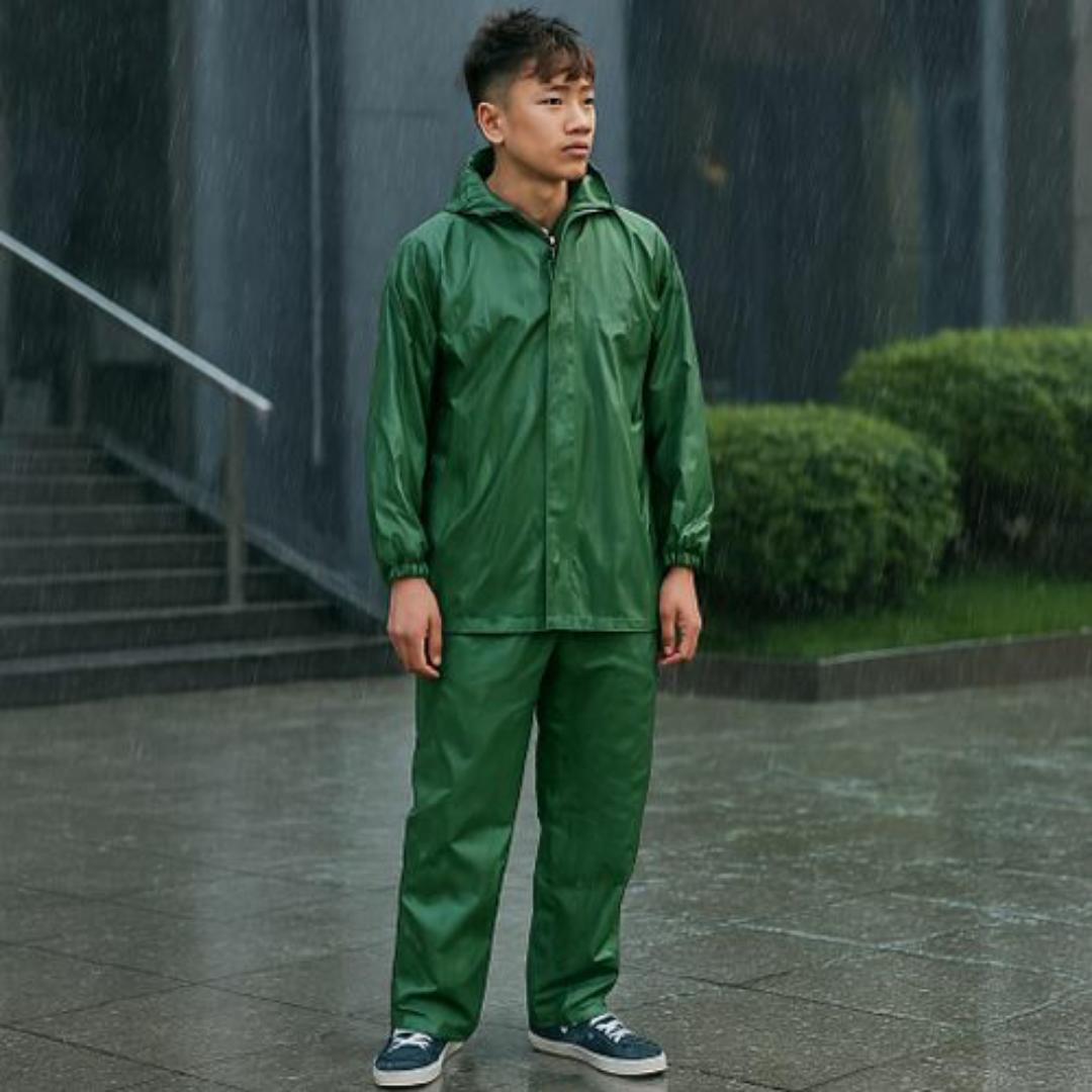 Waterproof Rain Suit with Hoodies for Women – Durable, Lightweight & Full Coverage Protection - Green Jacket & Pants - Rain Coat Set