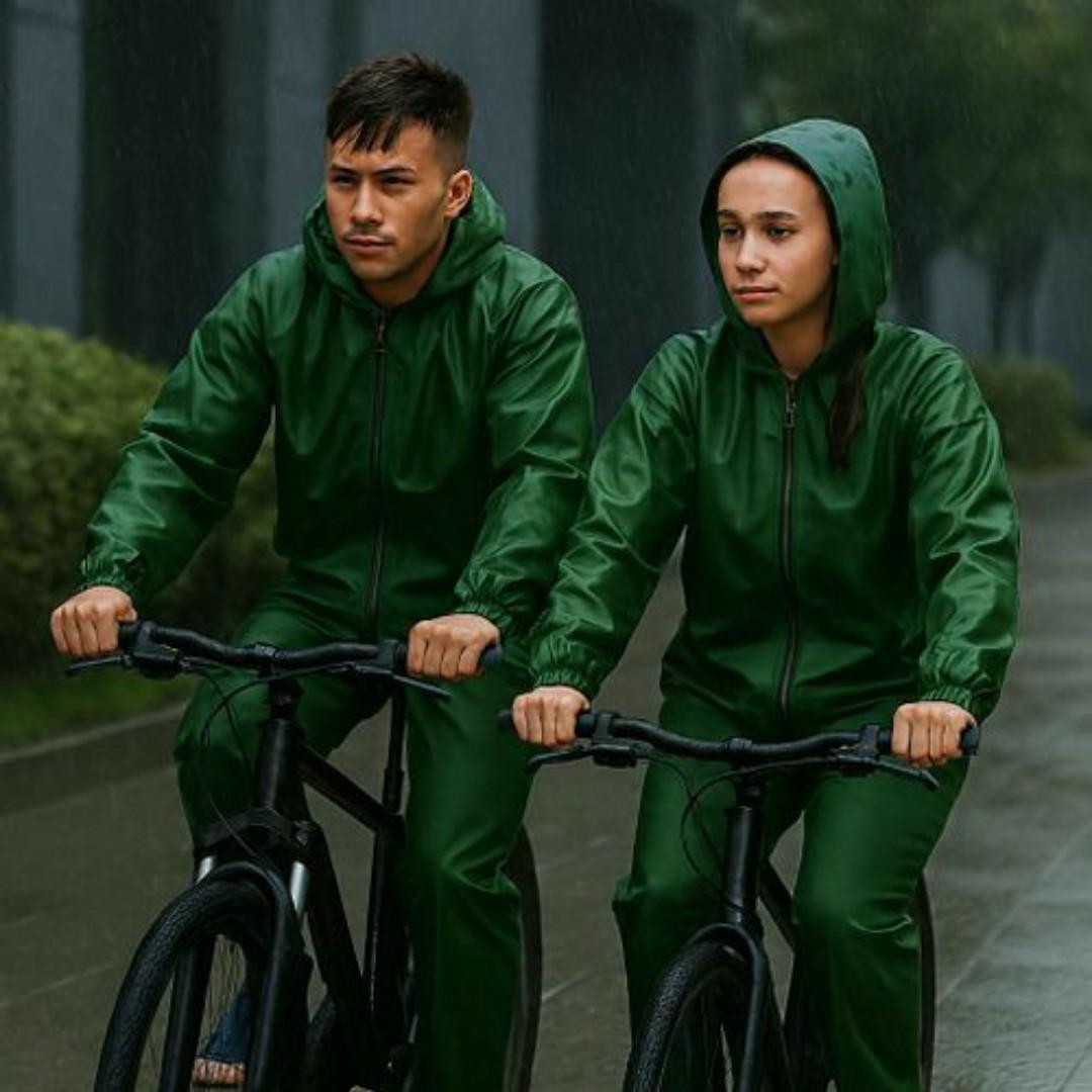 Waterproof Rain Suit with Hoodies for Women – Durable, Lightweight & Full Coverage Protection - Green Jacket & Pants - Rain Coat Set