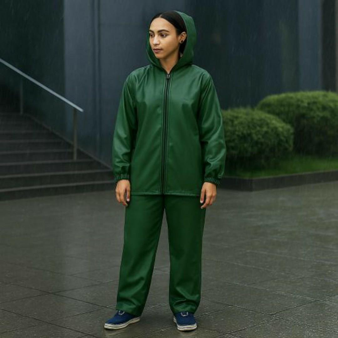 Waterproof Rain Suit with Hoodies for Men – Durable, Lightweight & Full Coverage Protection - Green Jacket & Pants - Rain Coat Set