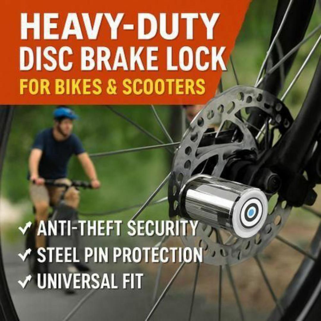 Heavy-Duty Waterproof Disc Brake Lock for Motorcycles, Bikes & Scooters – Anti-Theft Security with Steel Pin Protection