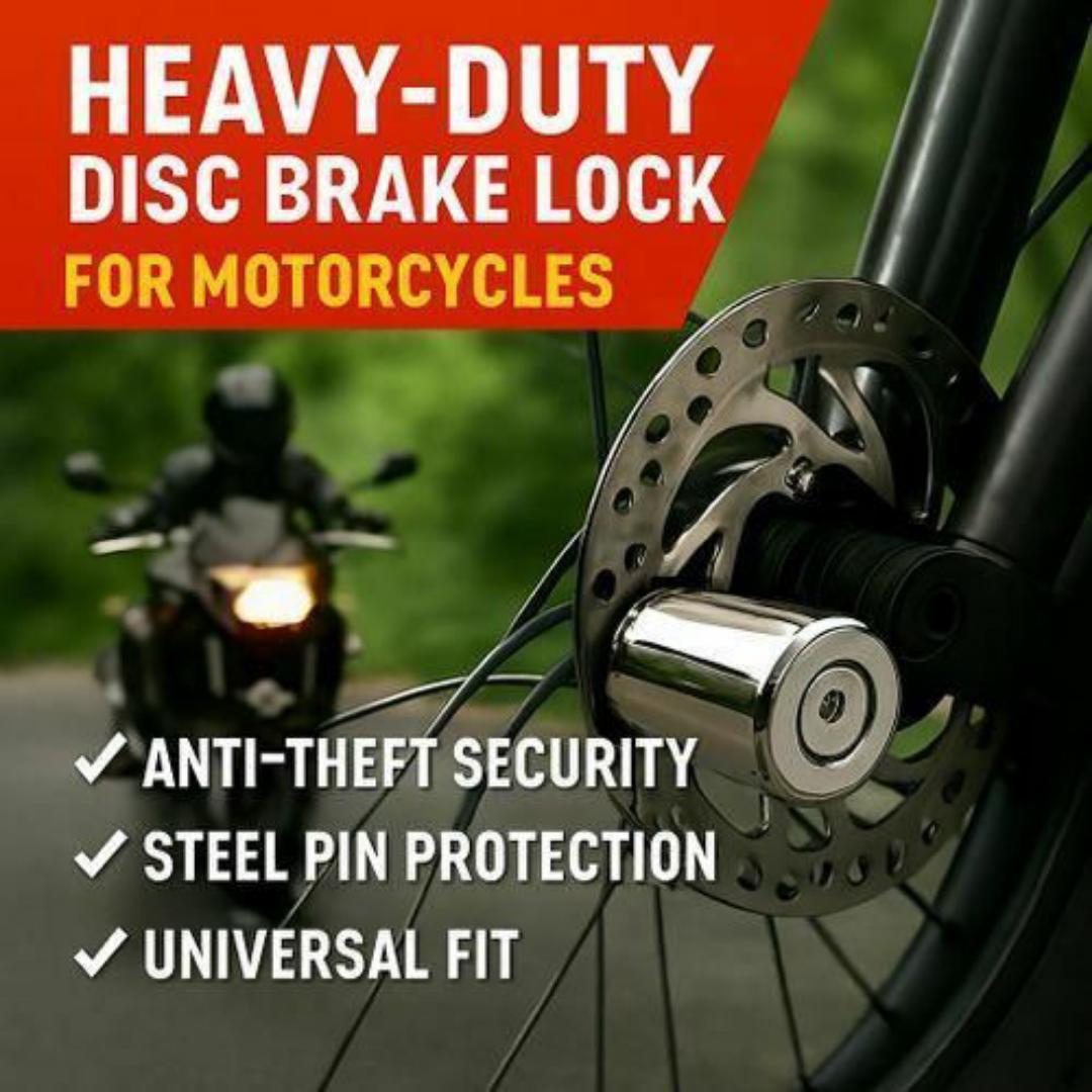 Heavy-Duty Waterproof Disc Brake Lock for Motorcycles, Bikes & Scooters – Anti-Theft Security with Steel Pin Protection