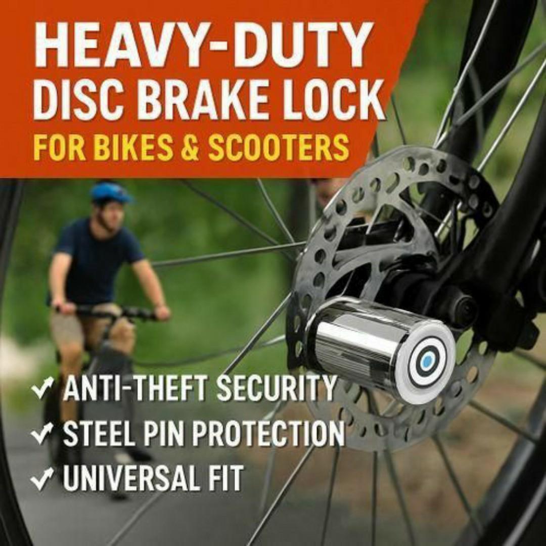 Heavy-Duty Waterproof Disc Brake Lock for Motorcycles, Bikes & Scooters – Anti-Theft Security with Steel Pin Protection