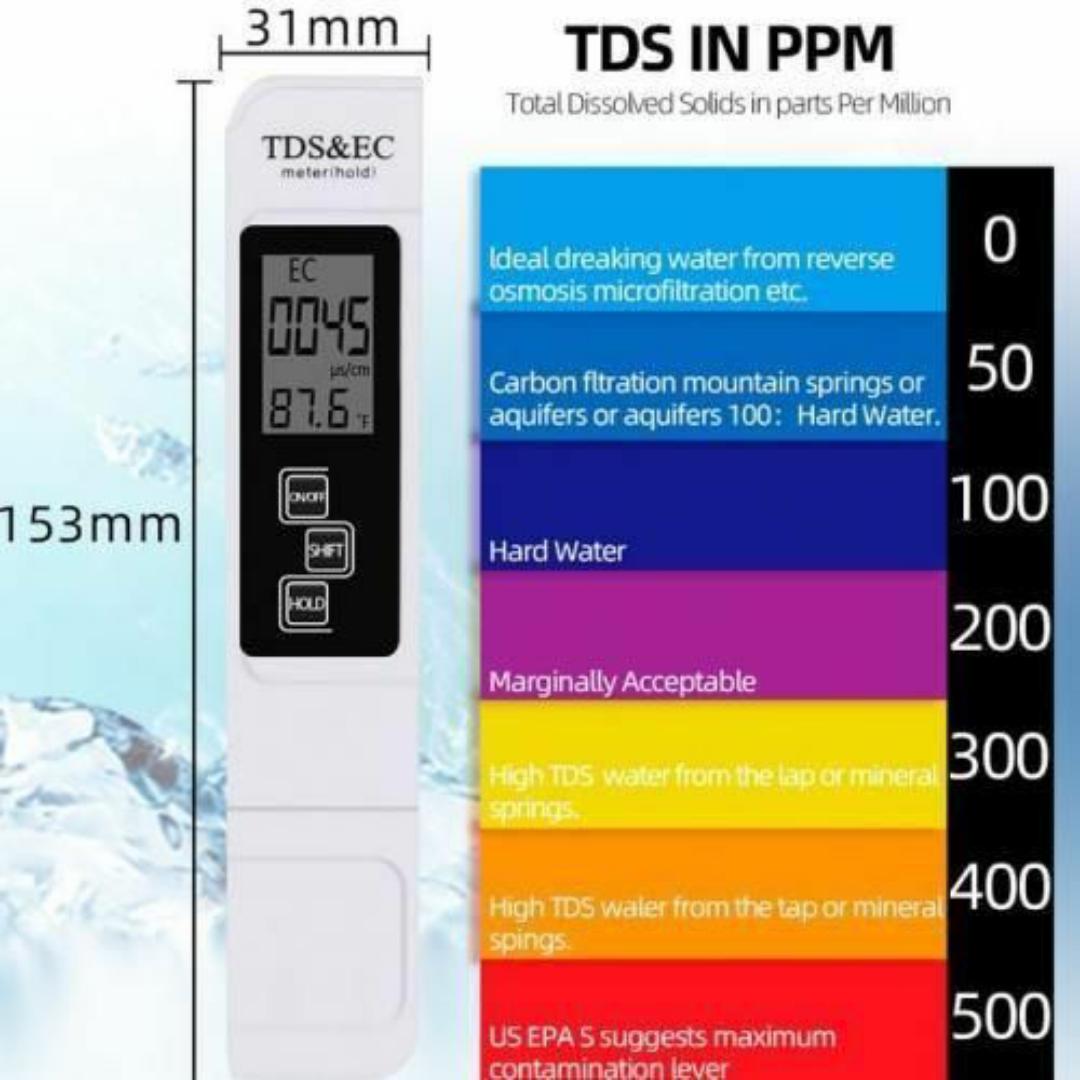 DIGITAL ATC PH METER + TDS EC TEMPERETURE METER Water Quality Test - Buffer Powders & Batteries