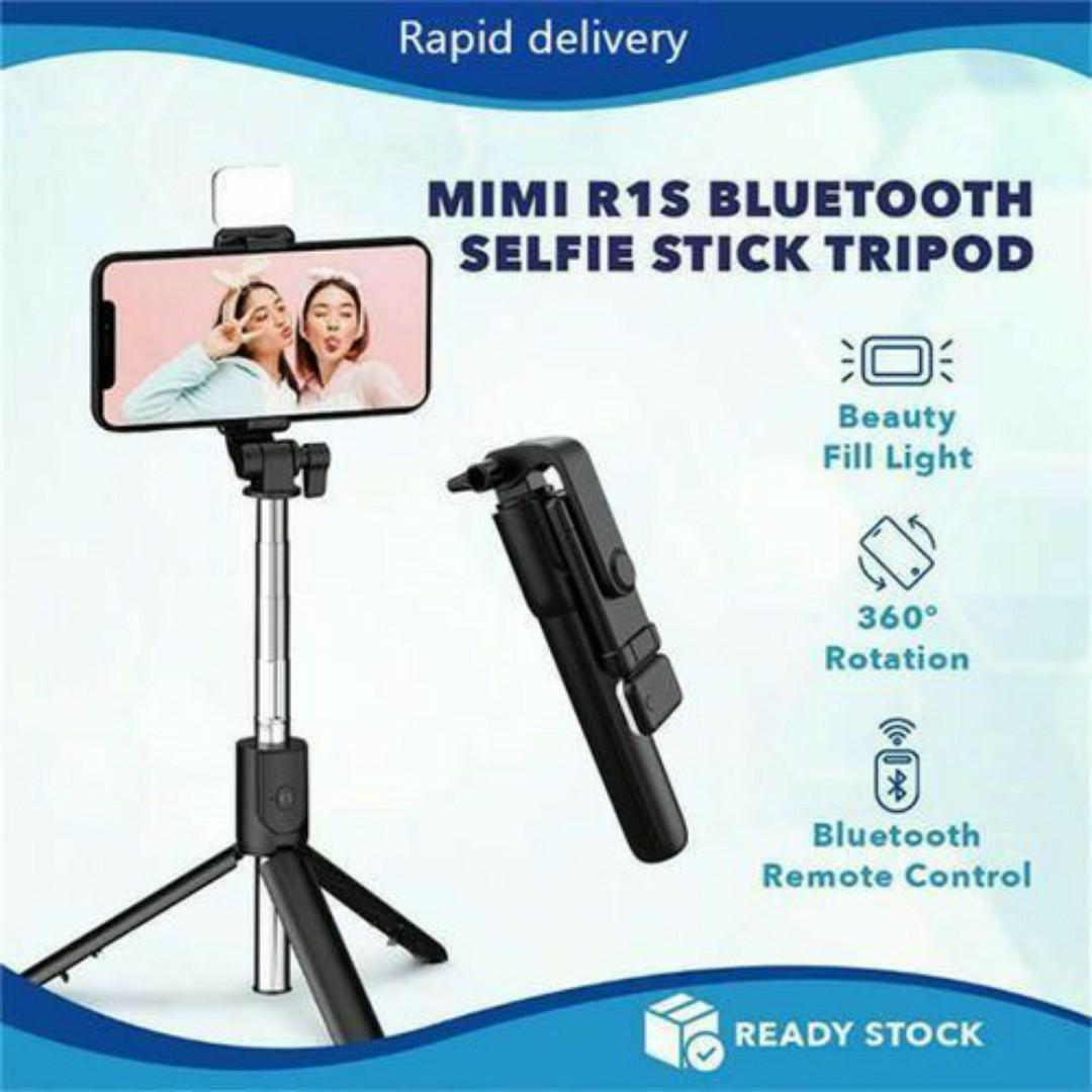 ADJUSTABLE PHONE CAMERA TRIPOD STAND + Wireless Bluetooth Remote for Selfie Blogging YouTube video recording, podcast & blogging -3-in-1 Selfie Stick Tripod Stand - 360° Rotating Phone Holder