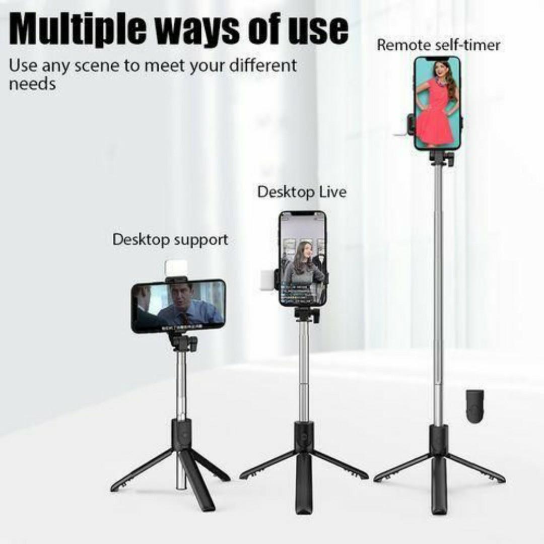 ADJUSTABLE PHONE CAMERA TRIPOD STAND + Wireless Bluetooth Remote for Selfie Blogging YouTube video recording, podcast & blogging -3-in-1 Selfie Stick Tripod Stand - 360° Rotating Phone Holder