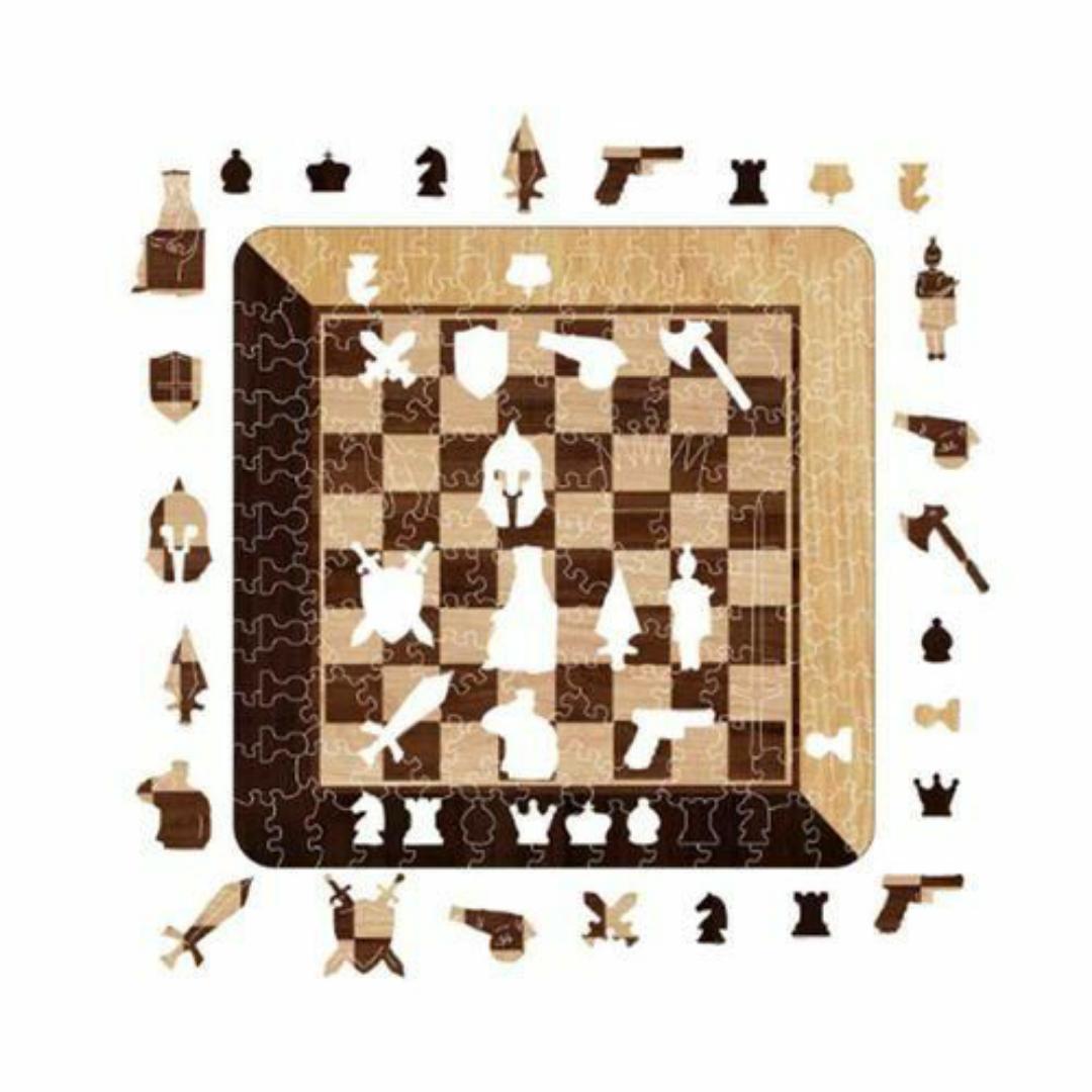 3-in-1 Wooden Board Chess Set Puzzle Game | Classic Board Game for Adults & Kids | Educational & Portable Travel Chess/Checker Board