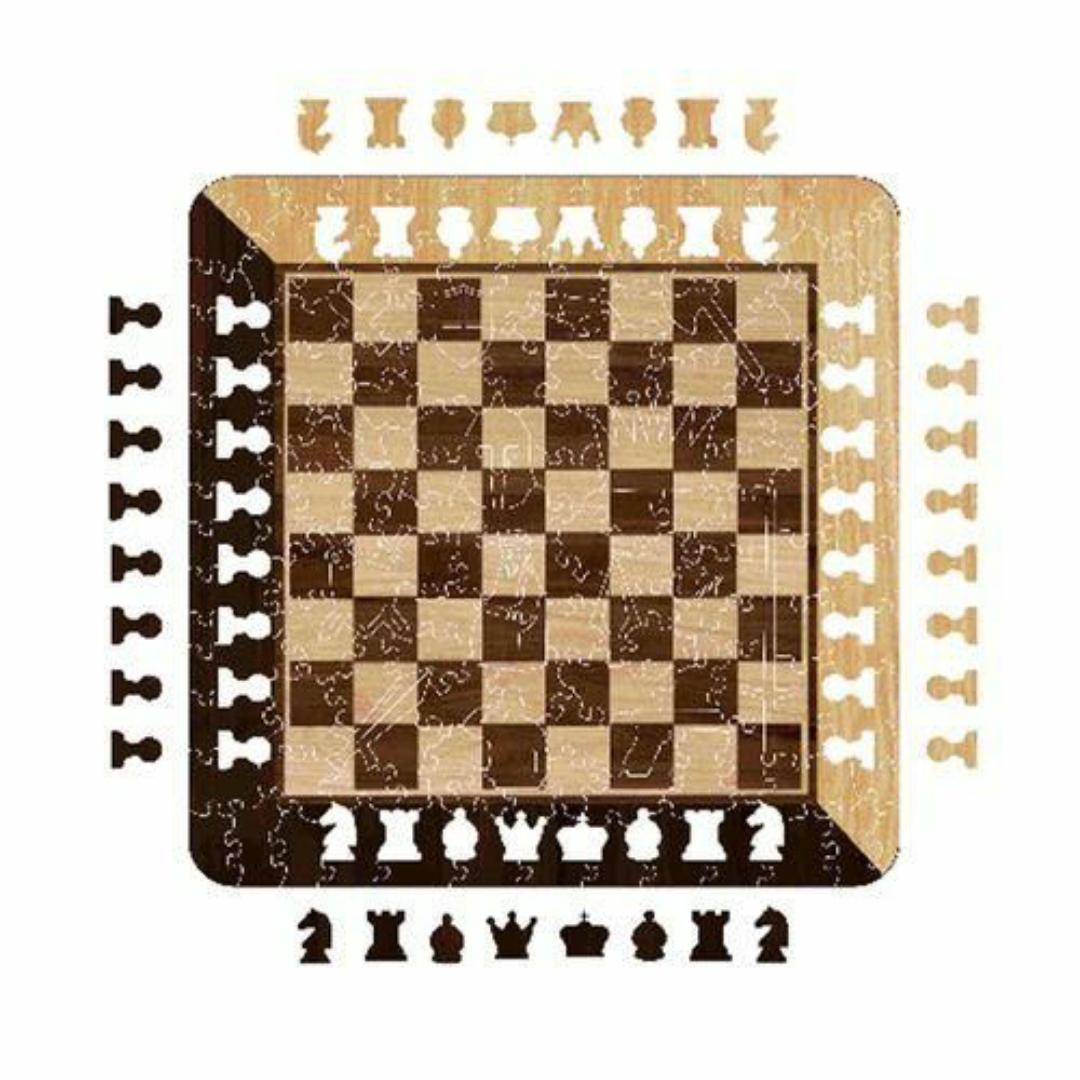 3-in-1 Wooden Board Chess Set Puzzle Game | Classic Board Game for Adults & Kids | Educational & Portable Travel Chess/Checker Board