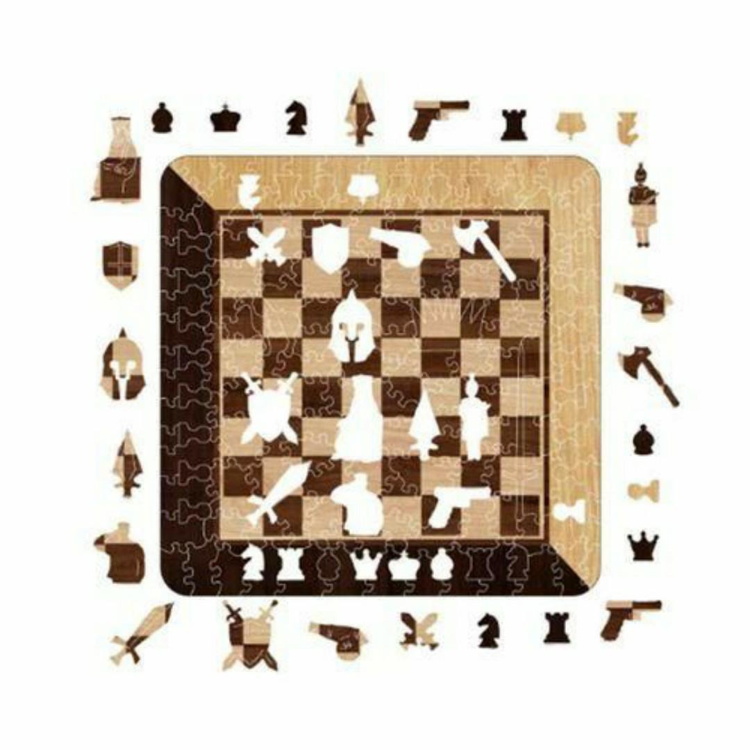 3-in-1 Wooden Board Chess Set Puzzle Game | Classic Board Game for Adults & Kids | Educational & Portable Travel Chess/Checker Board