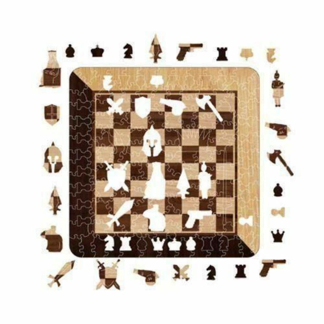 3-in-1 Wooden Chess Set Puzzle Game - Classic Board Game for Adults & Kids - Educational & Portable Travel Chess Checker Board