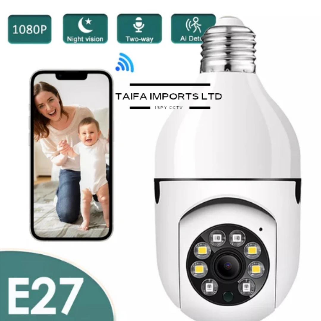 1080P BULB CCTV SECURITY SURVEILLANCE WIRELESS WIFI CAMERA WITH MOTION DETECTION, 360° PTZ AI POWERED HUMANOID TRACKING - 1 / 2 CAMERAS