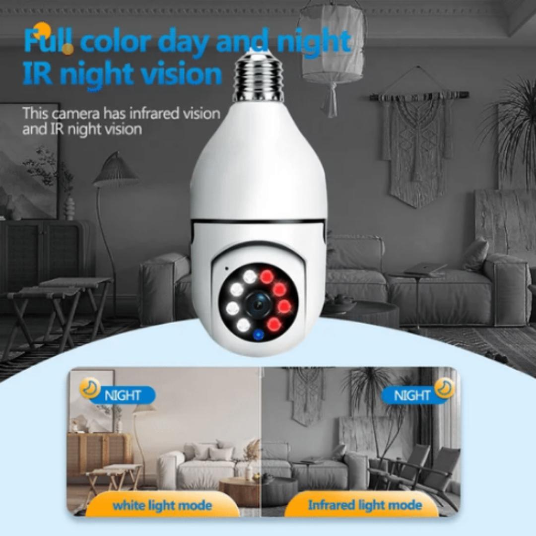 1080P BULB CCTV SECURITY SURVEILLANCE WIRELESS WIFI CAMERA WITH MOTION DETECTION, 360° PTZ AI POWERED HUMANOID TRACKING - 1 / 2 CAMERAS