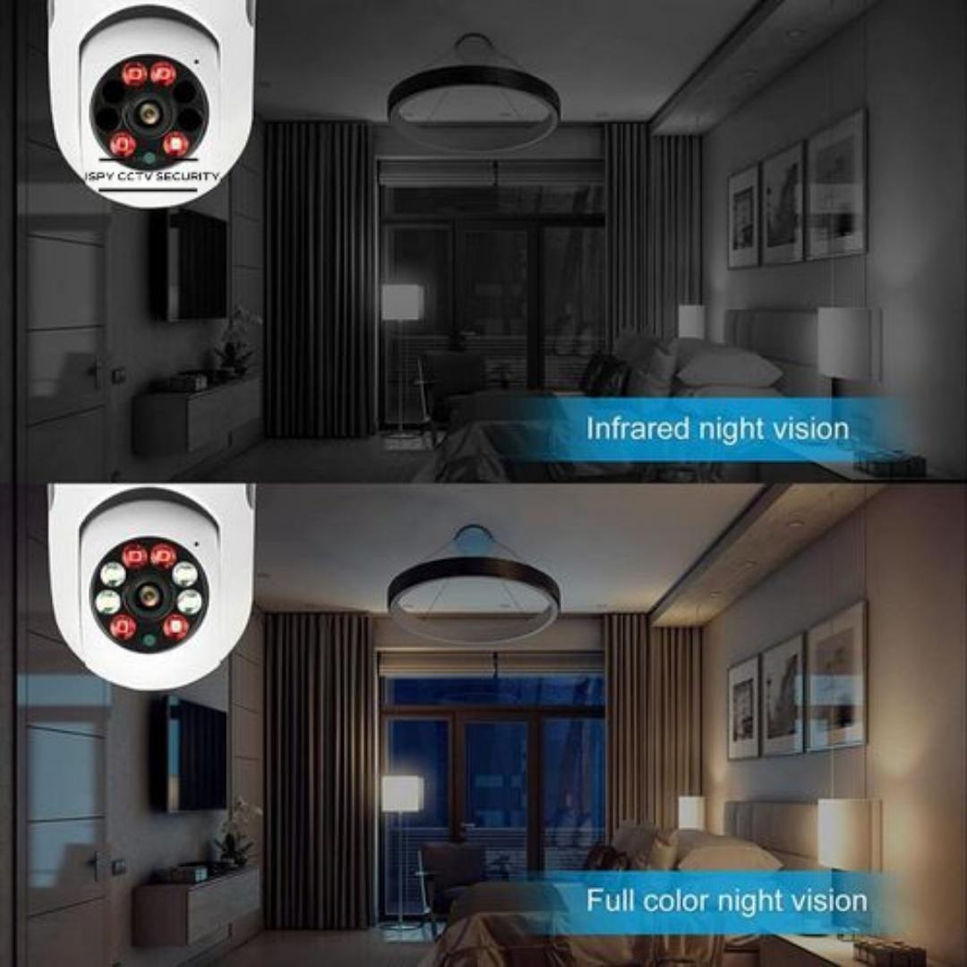 1080P BULB CCTV SECURITY SURVEILLANCE WIRELESS WIFI CAMERA WITH MOTION DETECTION, 360° PTZ AI POWERED HUMANOID TRACKING - 1 / 2 CAMERAS