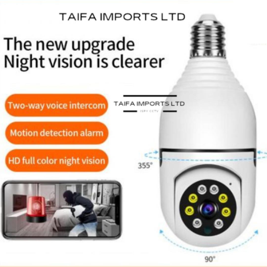 1080P BULB CCTV SECURITY SURVEILLANCE WIRELESS WIFI CAMERA WITH MOTION DETECTION, 360° PTZ AI POWERED HUMANOID TRACKING - 1 / 2 CAMERAS