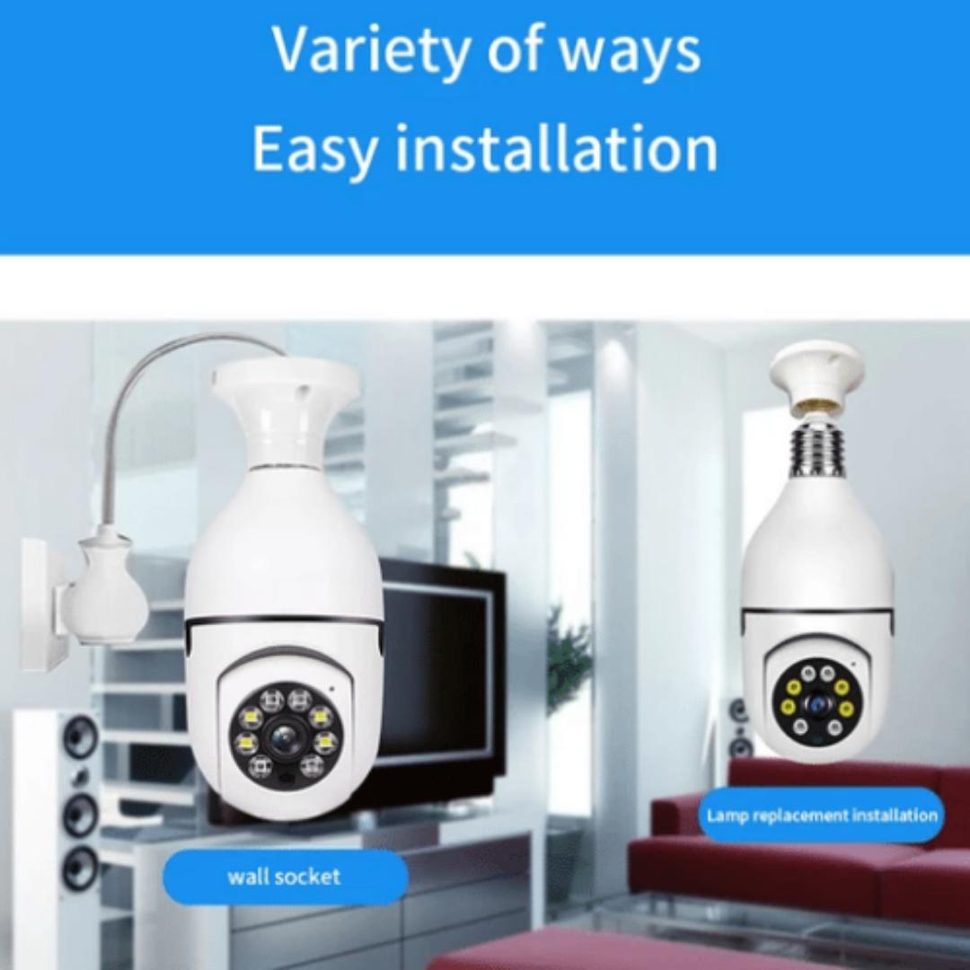 1080P BULB CCTV SECURITY SURVEILLANCE WIRELESS WIFI CAMERA WITH MOTION DETECTION, 360° PTZ AI POWERED HUMANOID TRACKING - 1 / 2 CAMERAS