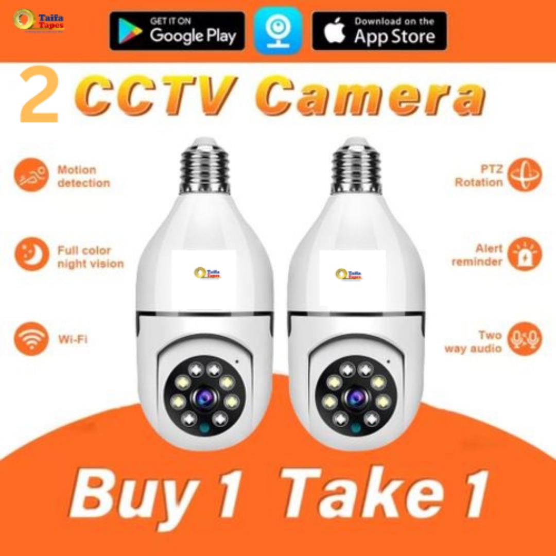 1080P BULB CCTV SECURITY SURVEILLANCE WIRELESS WIFI CAMERA WITH MOTION DETECTION, 360° PTZ AI POWERED HUMANOID TRACKING - 1 / 2 CAMERAS