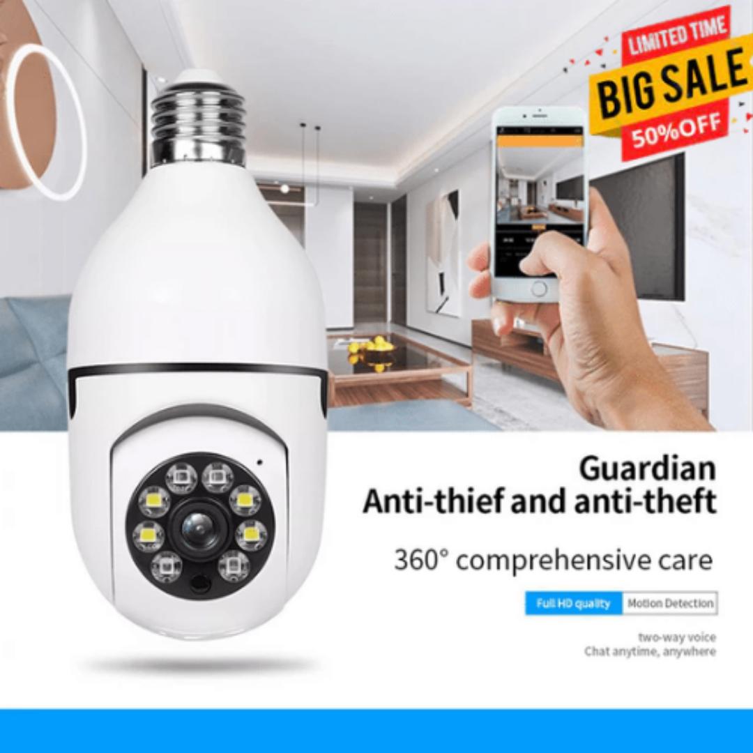 1080P BULB CCTV SECURITY SURVEILLANCE WIRELESS WIFI CAMERA WITH MOTION DETECTION, 360° PTZ AI POWERED HUMANOID TRACKING
CAMERA WITH MOTION SENSOR LED LIGHTS