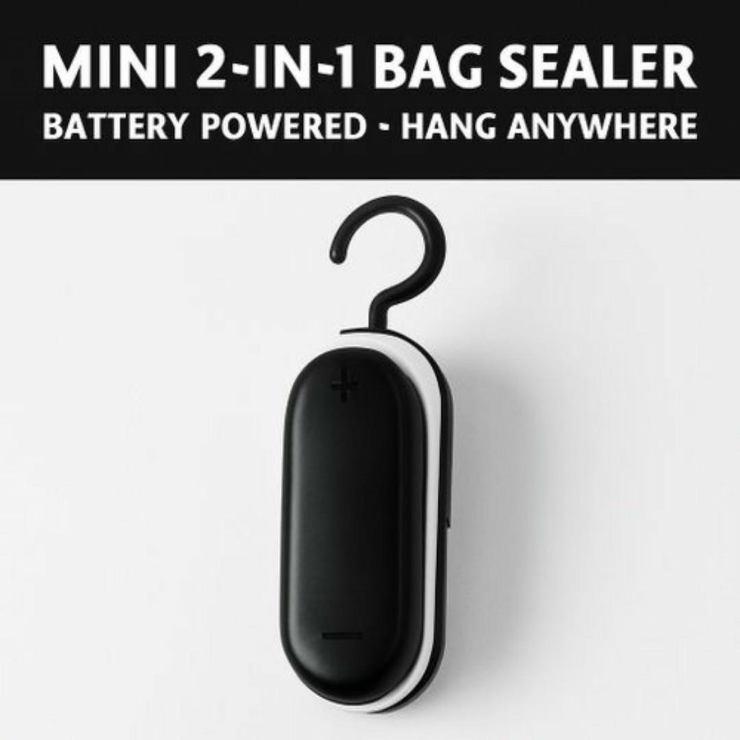 2-in-1 Mini Heat Sealing & Bag Opening Machine – Portable Food Storage Impulse Sealer with Hanging Hook, Battery Operated