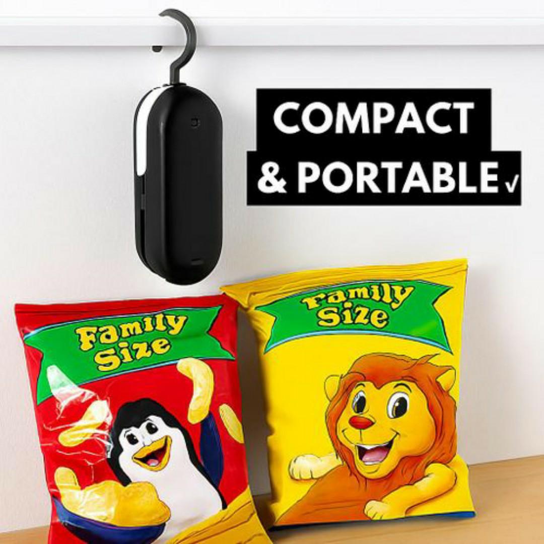 2-in-1 Mini Heat Sealing & Bag Opening Machine – Portable Food Storage Impulse Sealer with Hanging Hook, Battery Operated