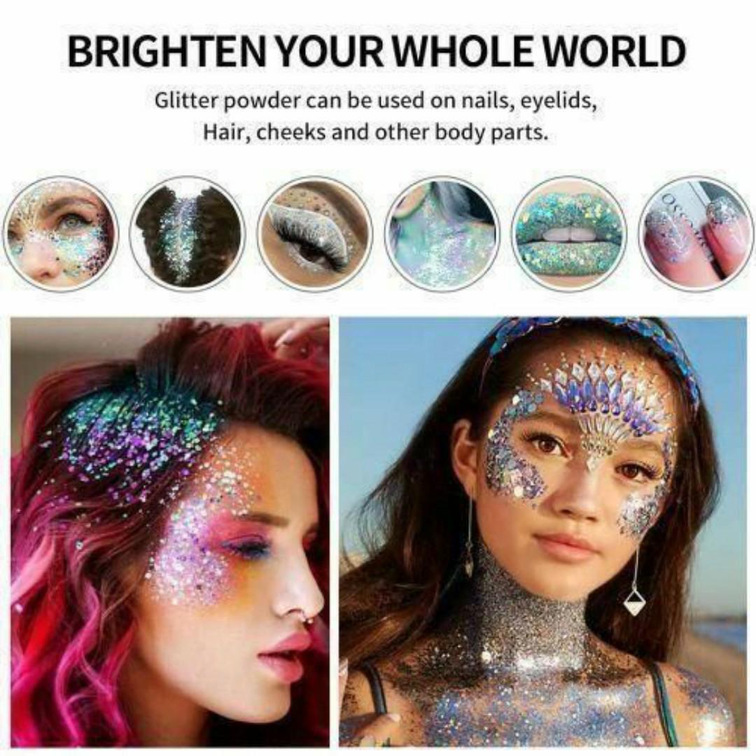 9-Color Glitter Eyeshadow Palette – Long-Lasting Shimmer Makeup for Face, Eyes, Hands & Lips - Professional & Party-Ready Sparkle Kit