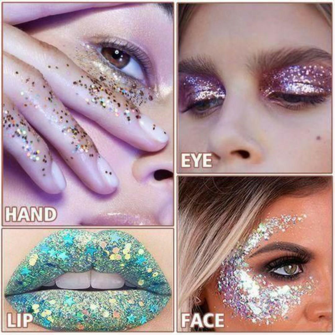 9-Color Glitter Eyeshadow Palette – Long-Lasting Shimmer Makeup for Face, Eyes, Hands & Lips - Professional & Party-Ready Sparkle Kit