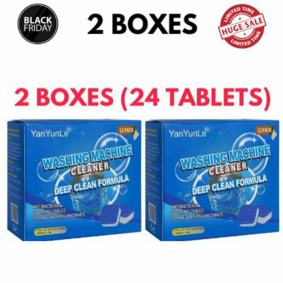 🧼 YanYunLee Effervescent Washing Machine Cleaner Tablets (24 Pack, 24 Months Supply) | Deep Clean, Descale & Deodorize | 99% Antibacterial | High-Efficiency for All Washers & Dishwashers 💧